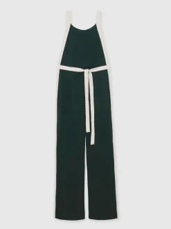 Vert foncé/crème - Combinaison Ceinturé Ample Reiss Salma Color-block