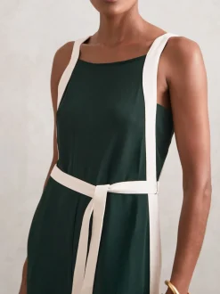 Vert foncé/crème - Combinaison Ceinturé Ample Reiss Salma Color-block