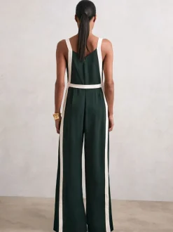 Vert foncé/crème - Combinaison Ceinturé Ample Reiss Salma Color-block