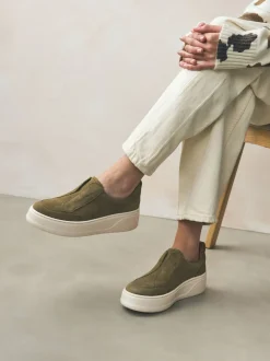 Vert kaki - Baskets Signature en cuir à plateforme compensée épaisse