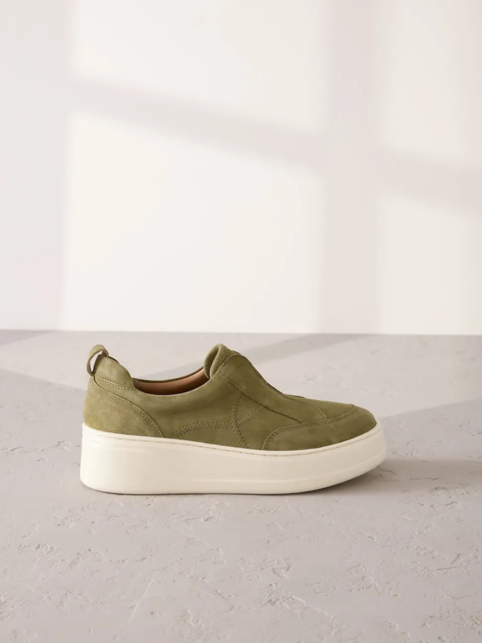 Vert kaki - Baskets Signature en cuir à plateforme compensée épaisse
