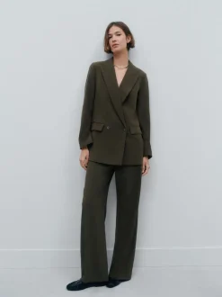 Vert kaki - Blazer croisé décontracté