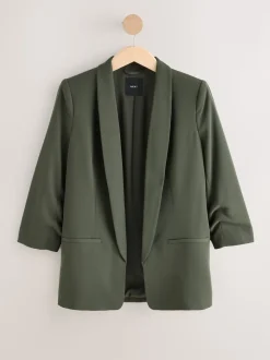 Vert kaki - Blazer décontracté à manches froncées