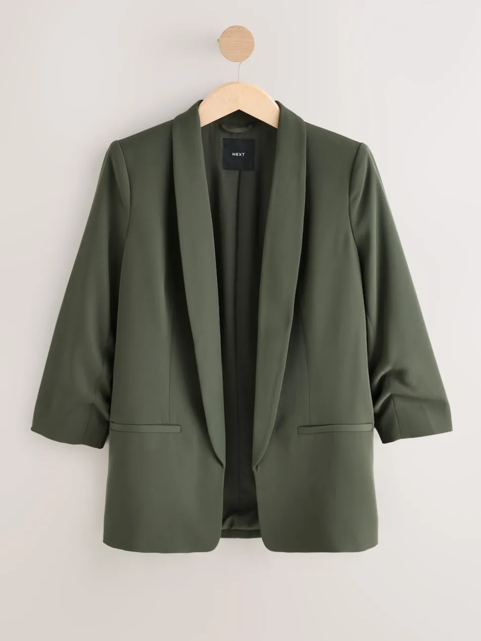 Vert kaki - Blazer décontracté à manches froncées