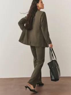 Vert kaki - Blazer simple boutonnage en laine