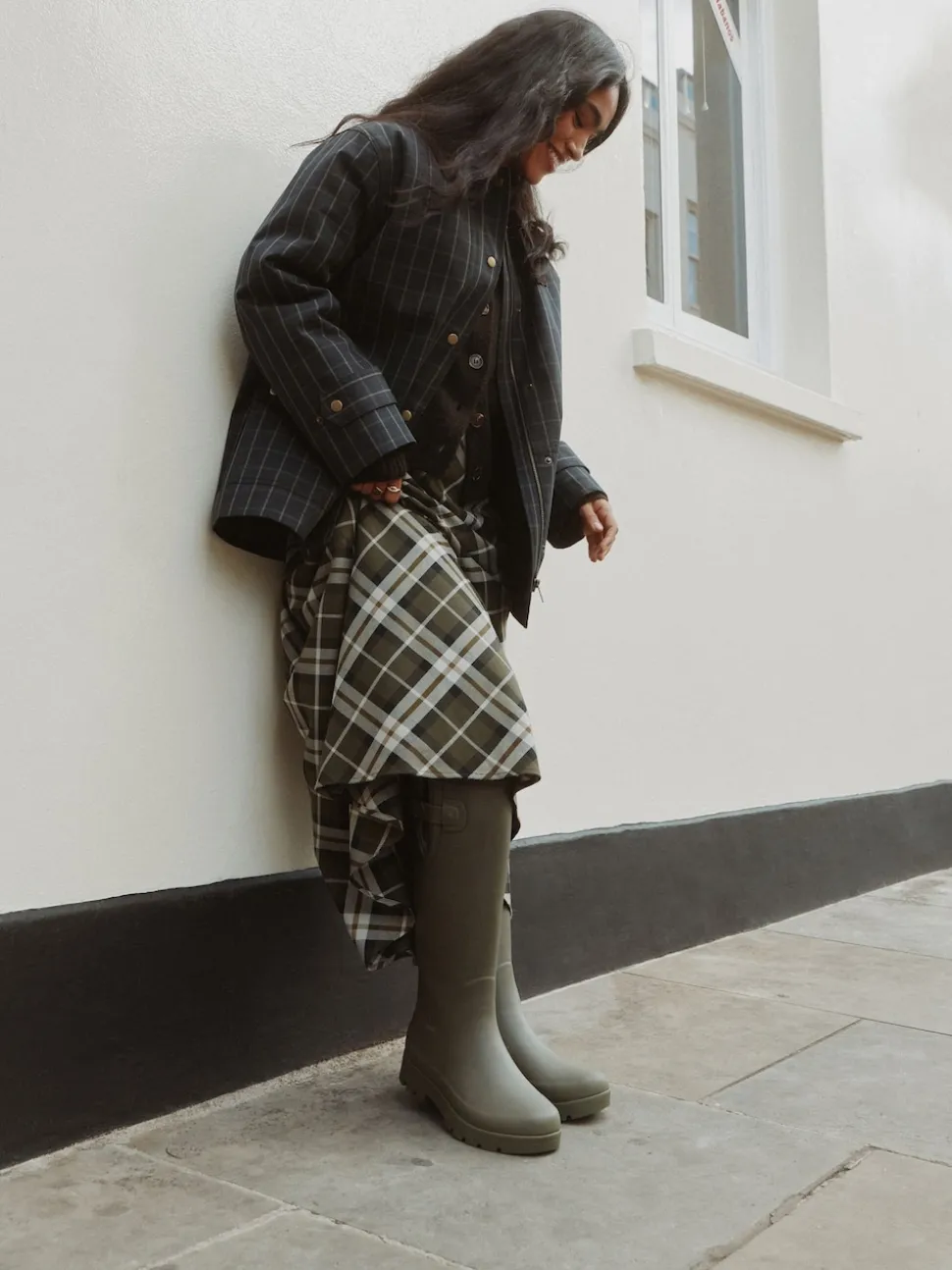 Vert kaki - Bottes de pluie hauteur genou doublées de fausse fourrure haut de gamme
