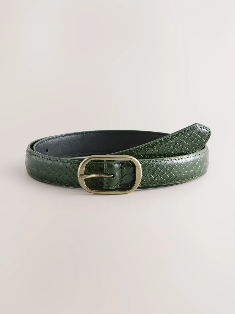 Vert kaki - Ceinture en PU coupe standard effet Crocs