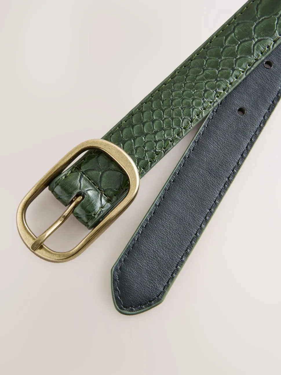 Vert kaki - Ceinture en PU coupe standard effet Crocs