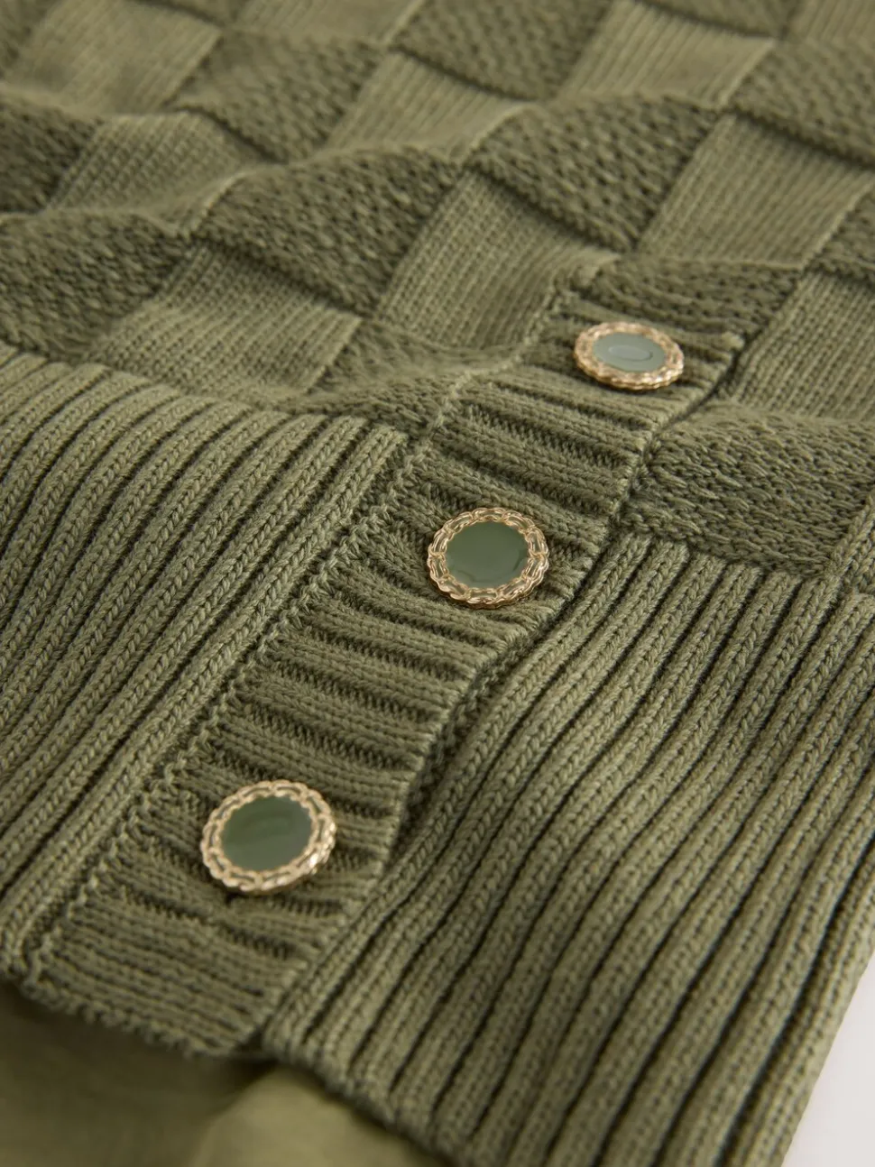 Vert kaki - Couche de chemise débardeur en maille avec boutons