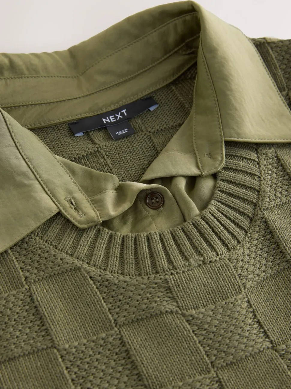 Vert kaki - Couche de chemise débardeur en maille avec boutons