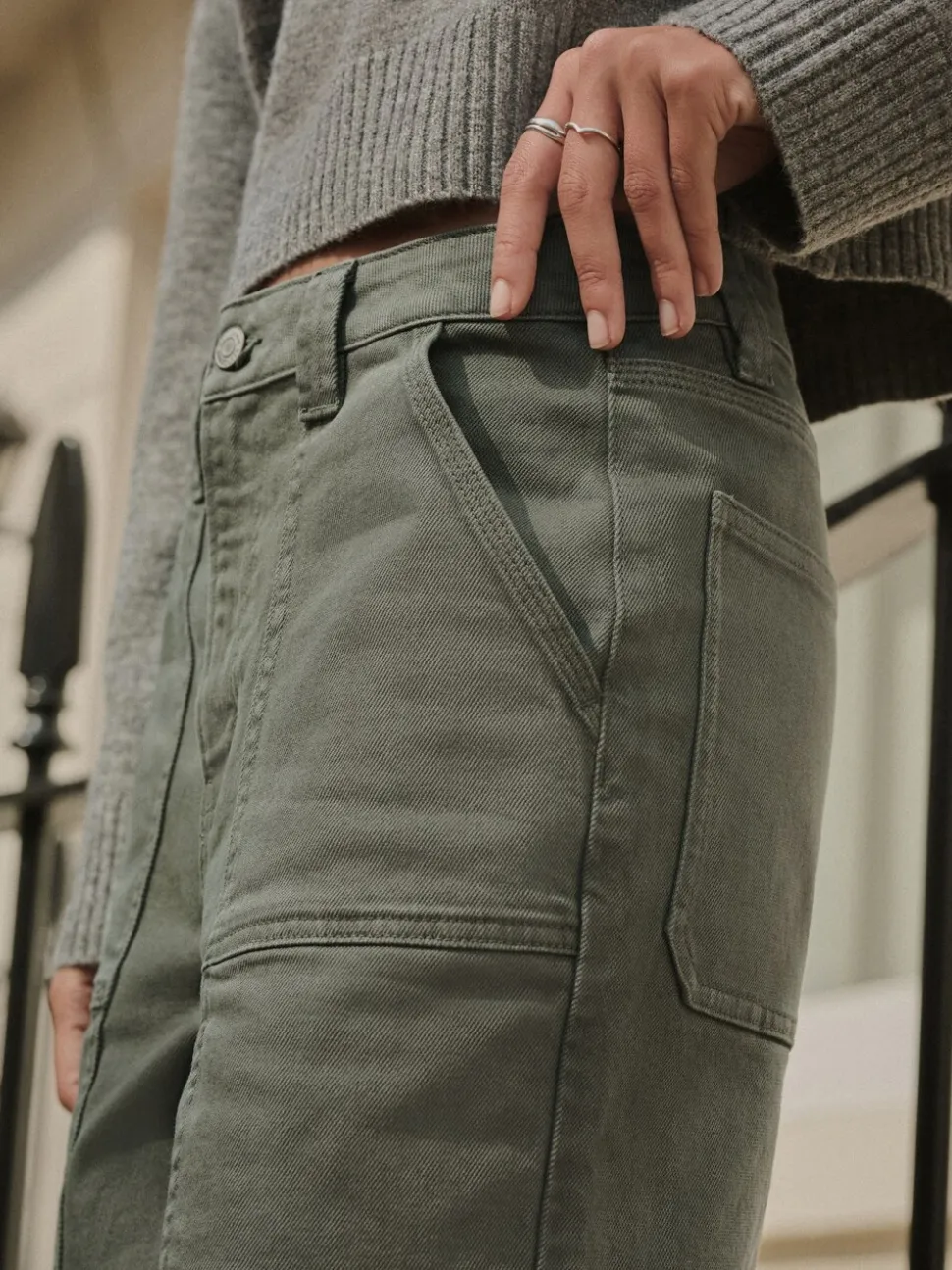 Vert kaki - Jean charpentier droit cheville