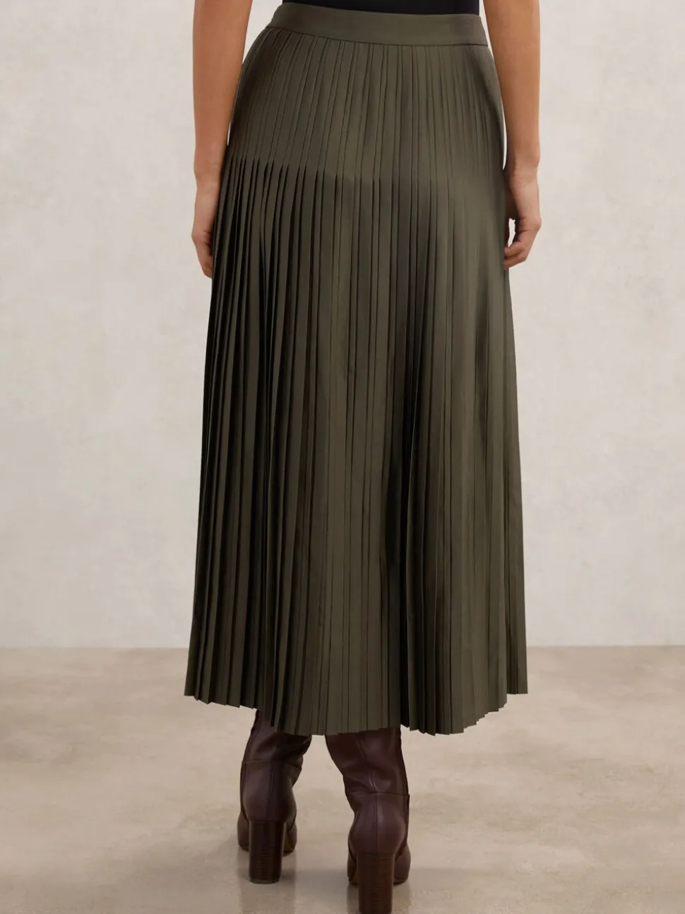 Vert kaki - Jupe mi-longue Reiss Savannah plissée