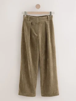 Vert kaki - Pantalon large en velours côtelé