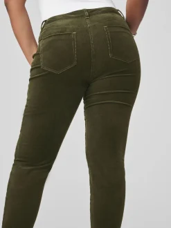 Vert kaki - Pantalon sablier skinny en velours côtelé