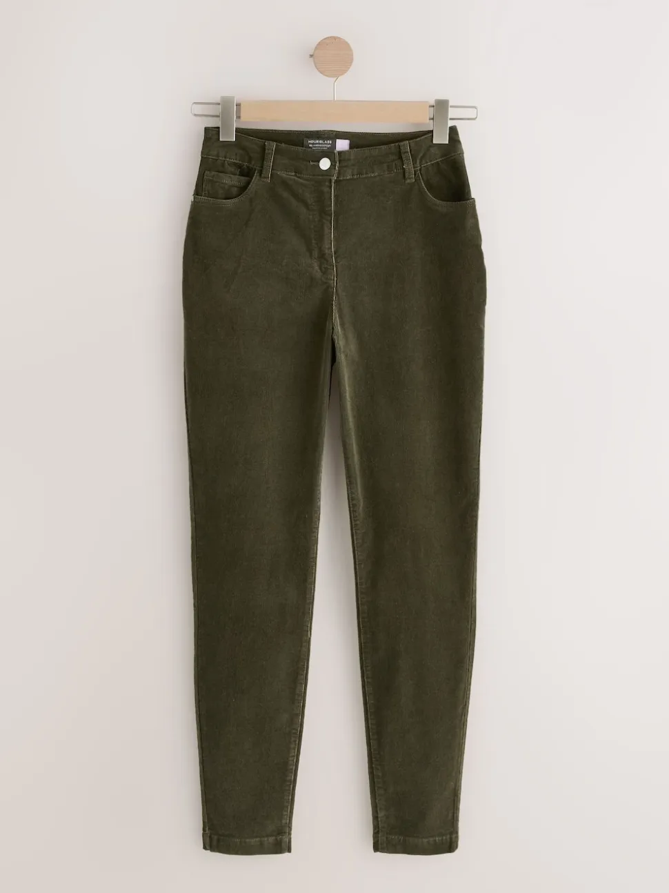 Vert kaki - Pantalon sablier skinny en velours côtelé