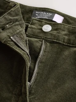 Vert kaki - Pantalon sablier skinny en velours côtelé
