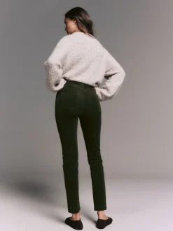 Vert kaki - Pantalon skinny en velours côtelé