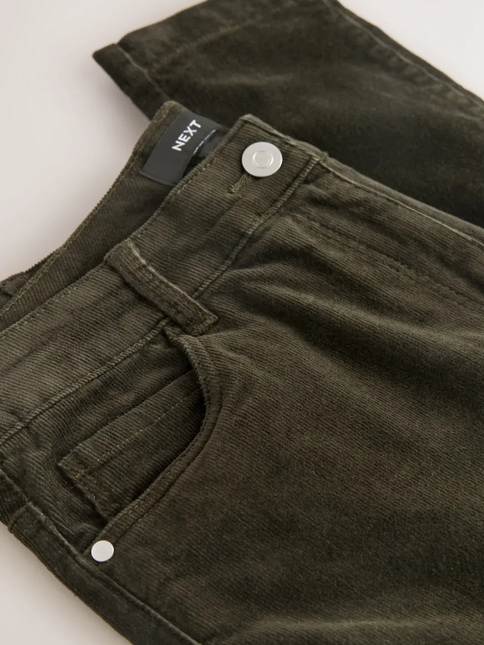 Vert kaki - Pantalon skinny en velours côtelé