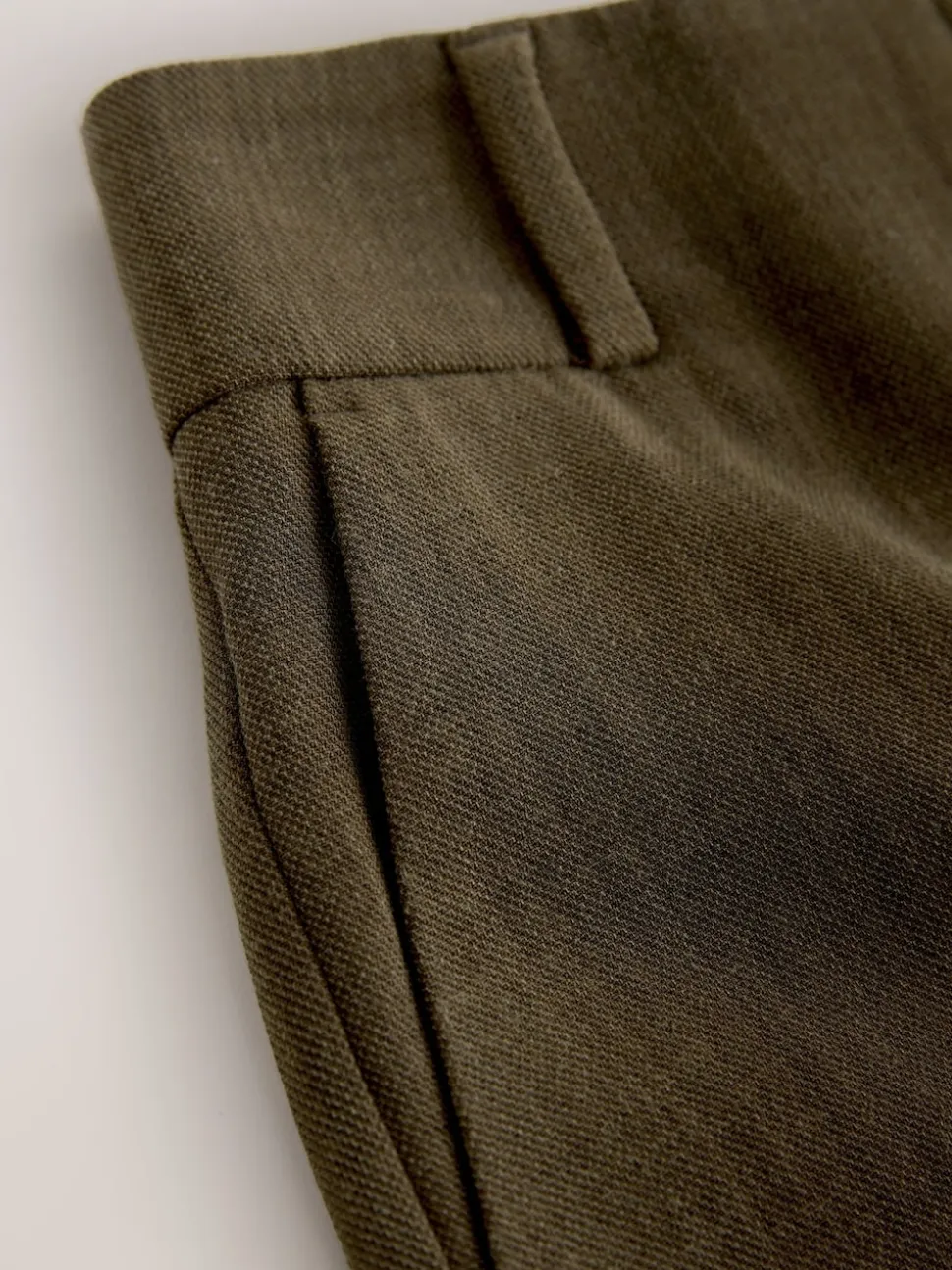 Vert kaki - Pantalons à taille élastique à jambe large hachurée