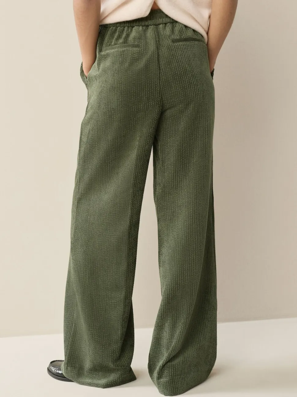 Vert kaki - Pantalons Amples en velours côtelé doux