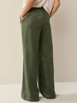 Vert kaki - Pantalons Amples en velours côtelé doux
