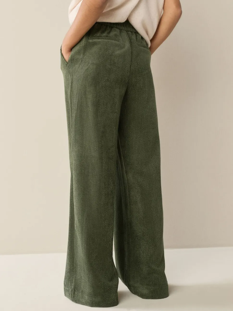 Vert kaki - Pantalons Amples en velours côtelé doux