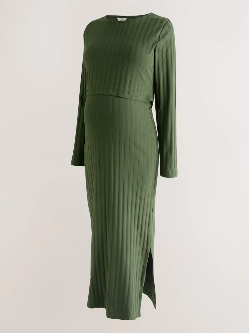 Vert kaki - Robe de grossesse à manches longues et allaitement