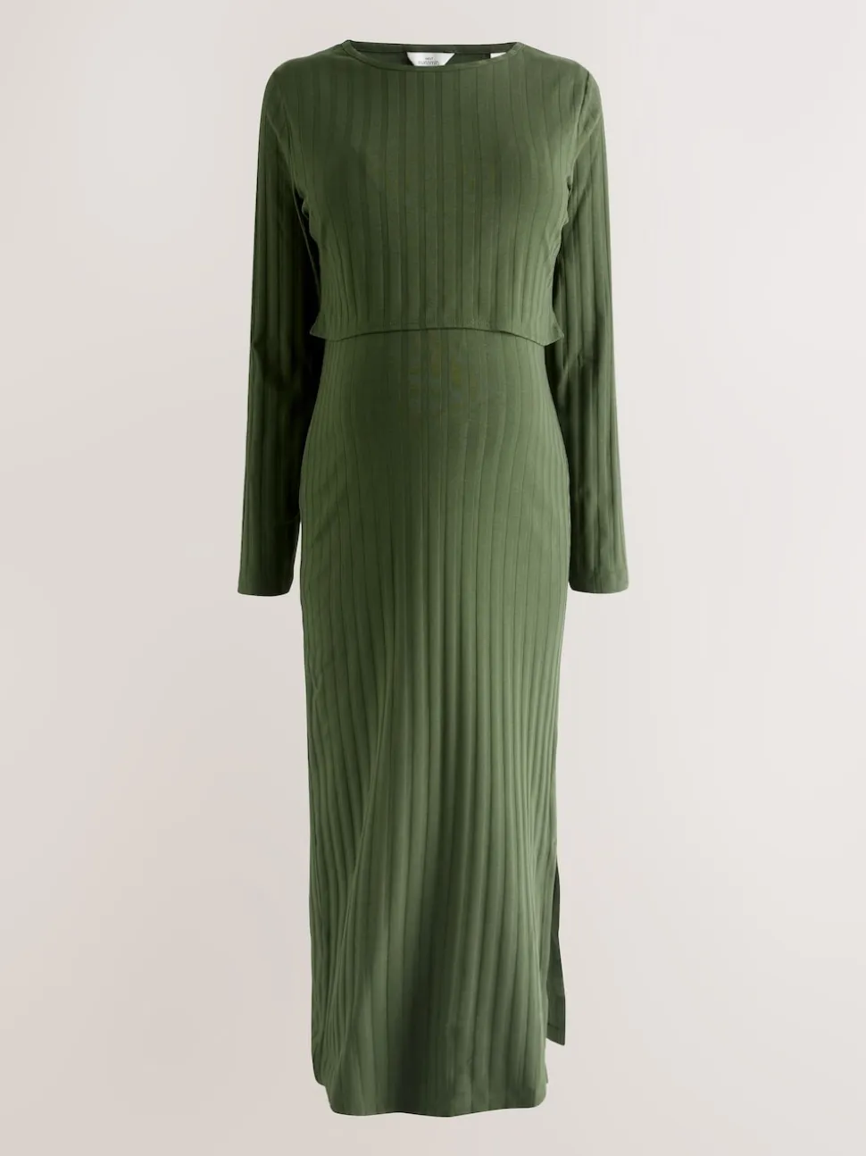 Vert kaki - Robe de grossesse à manches longues et allaitement