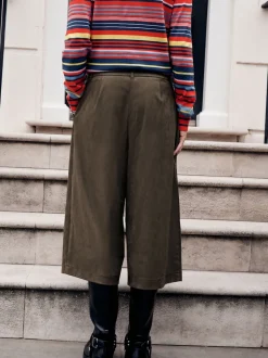 Vert kaki - Short long en faux daim