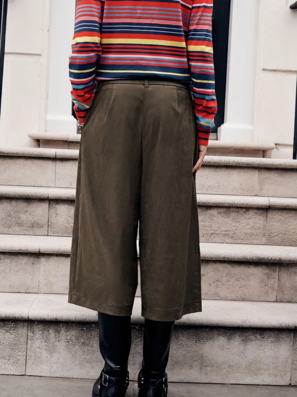 Vert kaki - Short long en faux daim