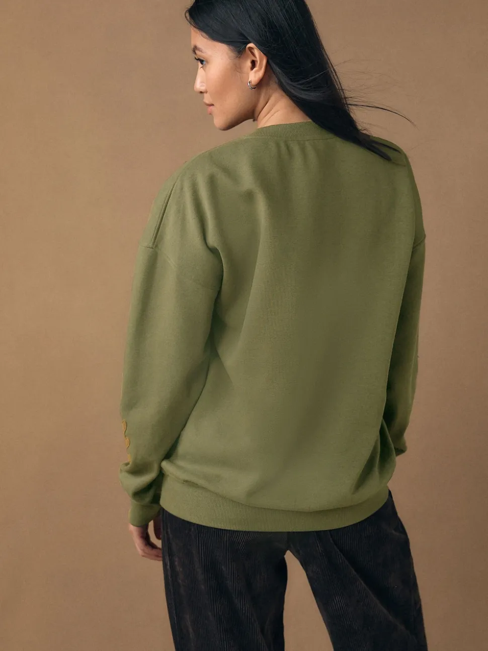 Vert kaki - Sweat-shirt avec détails appliqués