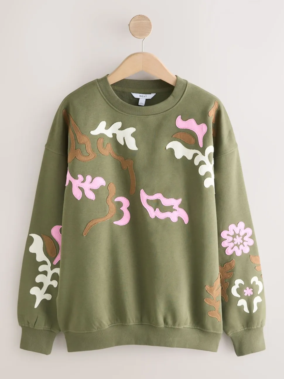 Vert kaki - Sweat-shirt avec détails appliqués
