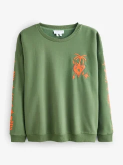 Vert kaki - Sweat-shirt brodé Never Fully Dressed