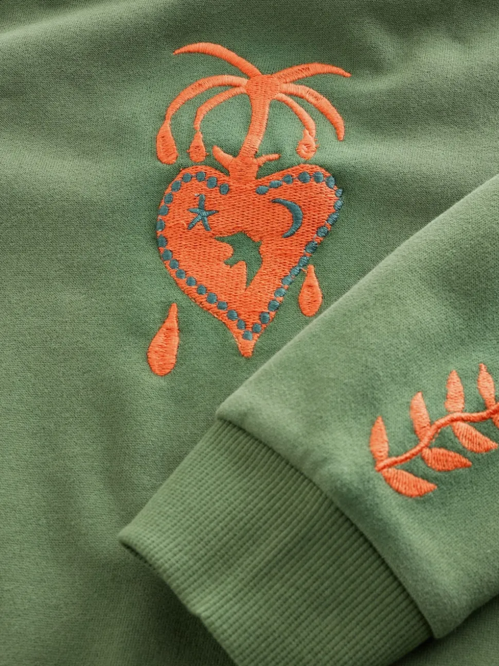Vert kaki - Sweat-shirt brodé Never Fully Dressed