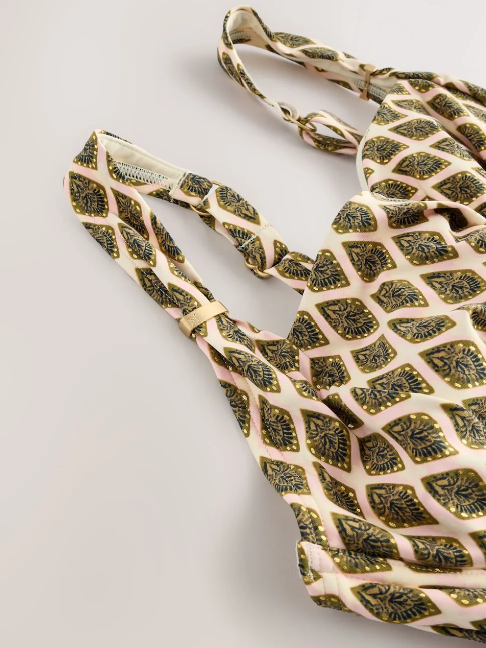 Vert kaki/Cream Woodblock à la feuille d'aluminium - Maillot de bain DK à armatures avec contrôle du ventre