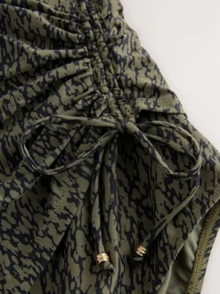 Vert kaki/noir - Maillot de bain gainant le ventre froncé
