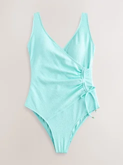 Vert menthe texturé - Maillot de bain gainant le ventre froncé