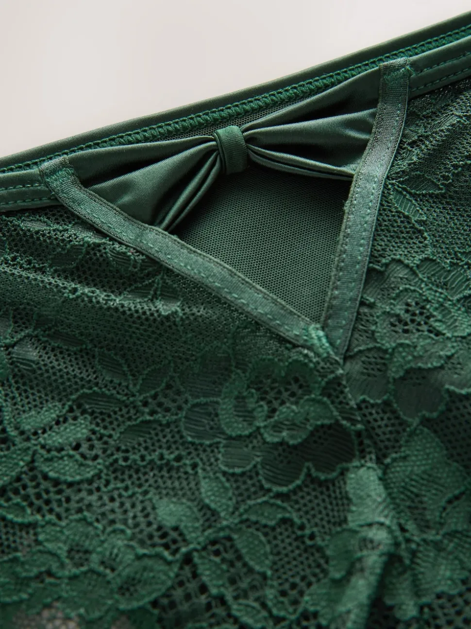 Vert émeraude - Culotte en dentelle à dos nœud