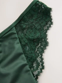 Vert émeraude - Culotte en dentelle à dos nœud