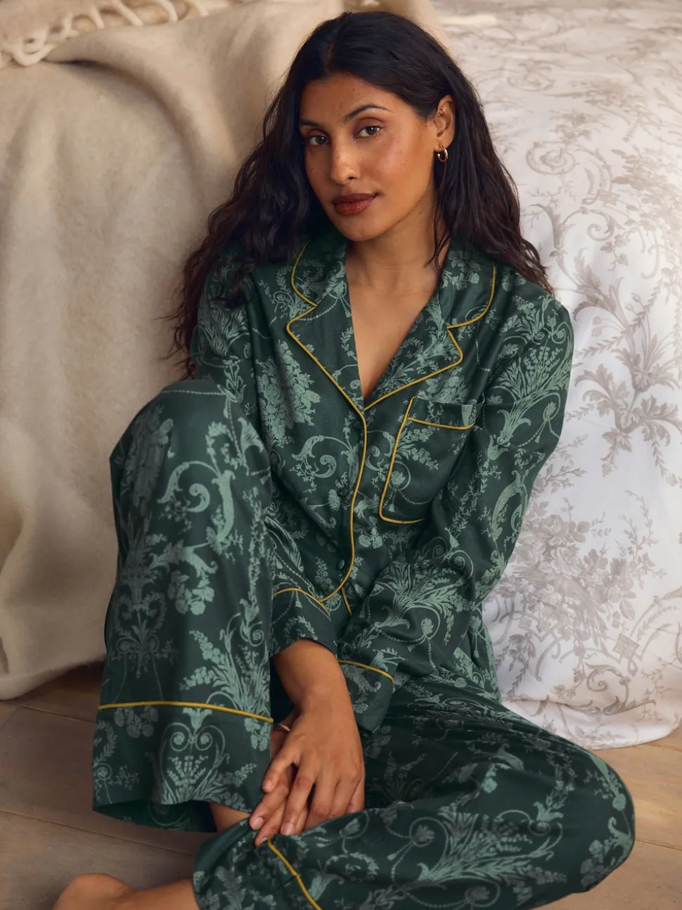 Vert émeraude - Pyjama Laura Ashley Josette boutonné