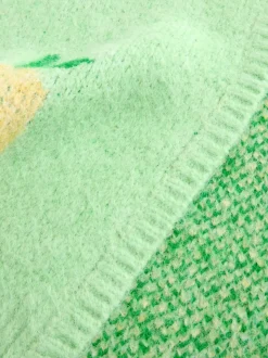 Vert motif citron - Cardigan en tricot