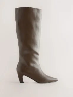 Vert olive - Bottes Forever Comfort® hauteur genou à talons incurvés