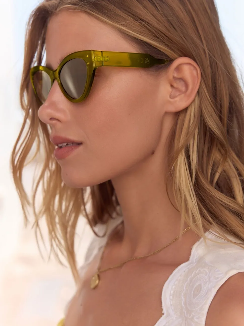 Vert olive - Lunettes de soleil fines œil-de-chat