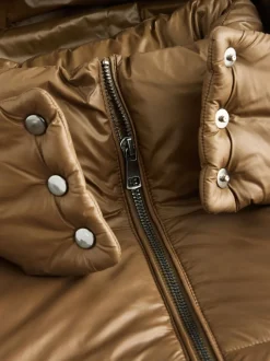 Vert olive - Manteau matelassé ultra brillant