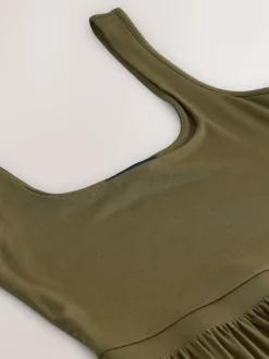 Vert olive - Robe d’été à taille jersey