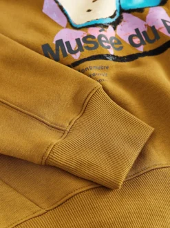 Vert olive - Sweat-shirt à col rond à manches longues en coton riche en fruits