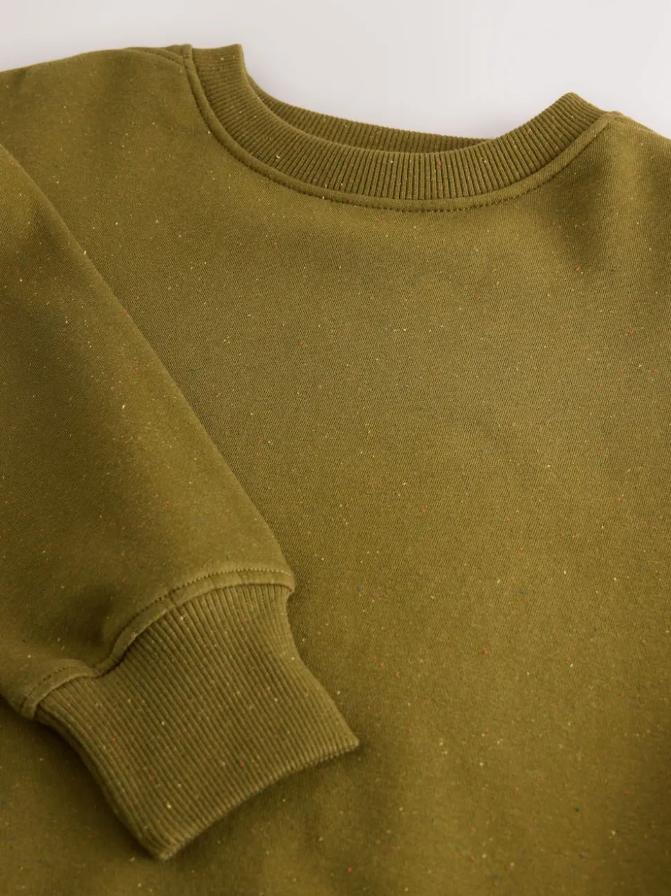 Vert olive - Sweat-shirt long Essentiels coupe décontractée avec poches