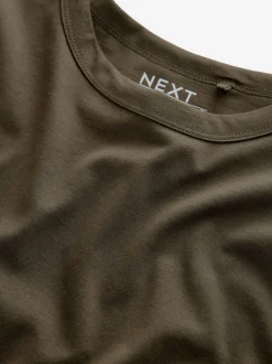Vert olive - T-shirt à manches longues de cou d'équipage