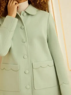 Vert pistachio - Love & Roses Manteau Dolly mi-long à bordures festonnées