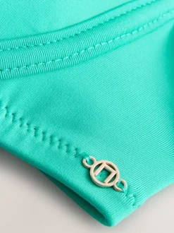 Vert turquoise - Haut de bikini rembourré à armatures avec nœud sur le devant